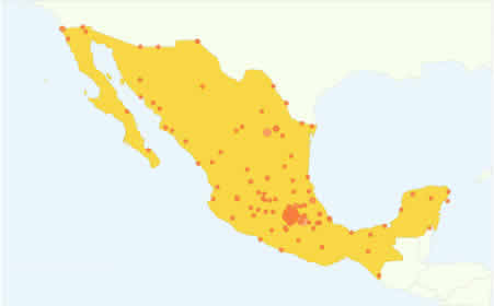 México ha enviado 12.380 visitas a través de 123 ciudades.