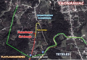 Pobladores de Tepantiloyan Yaonáhuac solicitan apoyo para la cancelación del desemboque del drenaje.